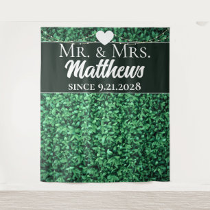 Mr Mrs sinds Hedge Wall Wedding Foto Achtergrond Wandkleed