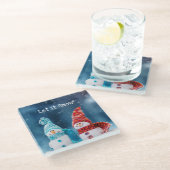 Mr & Mrs Snowman Custom Glass Onderzetter (Schuin)