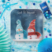 Mr & Mrs Snowman Custom Paper Borden Papieren Bordje (Feest)