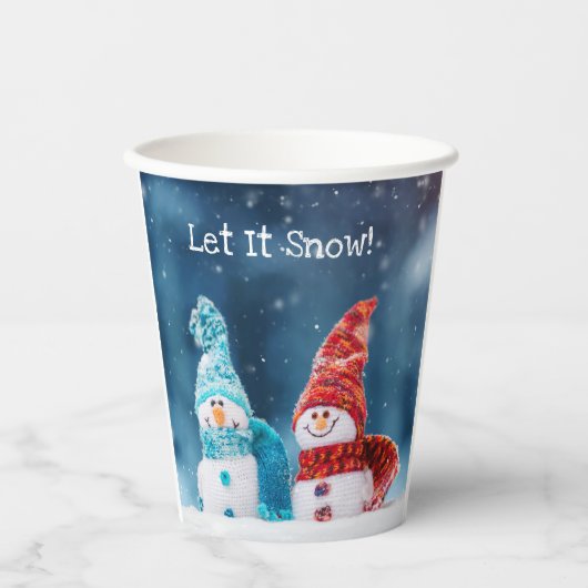 Mr & Mrs Snowman Custom Papier Cups Papieren Bekers (Voorkant)