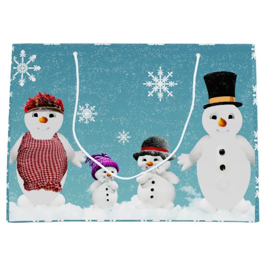 Mr&Mrs Snowman en hun familie met Kerstmis Groot Cadeauzakje (Voorkant)