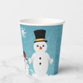 Mr&Mrs Snowman en hun familie met Kerstmis Papieren Bekers (Achterkant)