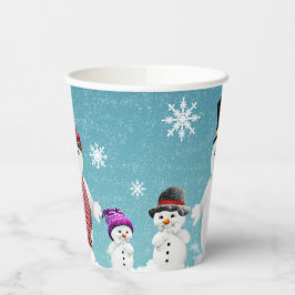 Mr&Mrs Snowman en hun familie met Kerstmis Papieren Bekers