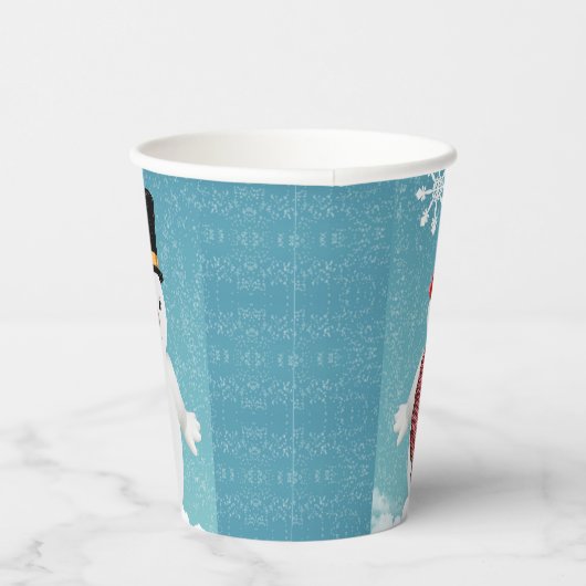 Mr&Mrs Snowman en hun familie met Kerstmis Papieren Bekers (Rechts)