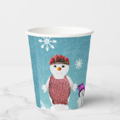 Mr&Mrs Snowman en hun familie met Kerstmis Papieren Bekers (Voorkant)