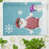 Mr&Mrs Snowman en hun familie met Kerstmis Theedoek (Gevouwen)