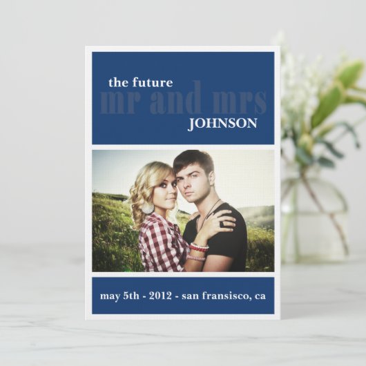 MR & MRS sparen de datumUitnodiging Save The Date (Staand voorkant)