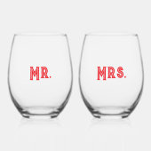  Mr. & Mrs. Stemless Wine Glasses Wijnglas Zonder Voet (Voorkant)