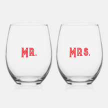  Mr. & Mrs. Stemless Wine Glasses