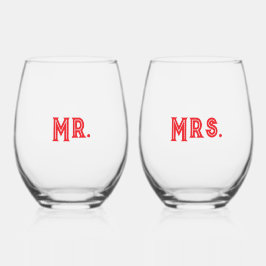  Mr. & Mrs. Stemless Wine Glasses Wijnglas Zonder Voet
