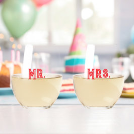  Mr. & Mrs. Stemless Wine Glasses Wijnglas Zonder Voet