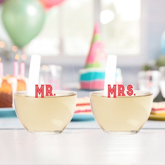  Mr. & Mrs. Stemless Wine Glasses Wijnglas Zonder Voet (Insitu (Verjaardag))