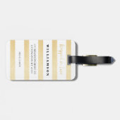 Mr & Mrs. | Stijlvolle witte en gouden streep Pass Bagagelabel (Achterkant horizontaal)