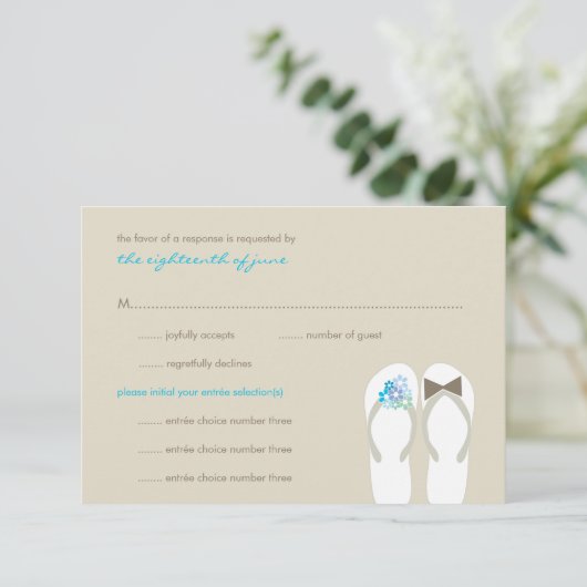 Mr & Mrs Summer Teenslippers Beach Wedding RSVP Ca (Staand voorkant)