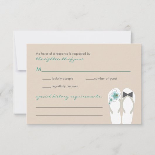 Mr & Mrs Summer Teenslippers Beach Wedding RSVP Ca (Voorkant)