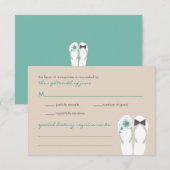 Mr & Mrs Summer Teenslippers Beach Wedding RSVP Ca (Voorkant / Achterkant)