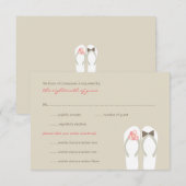 Mr & Mrs Summer Teenslippers Beach Wedding RSVP Ca Kaartje (Voorkant / Achterkant)