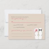 Mr & Mrs Summer Teenslippers Beach Wedding RSVP Ca Kaartje (Voorkant)