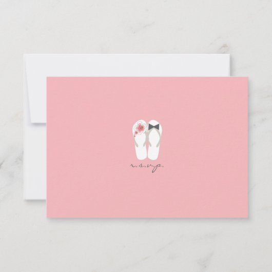 Mr & Mrs Summer Teenslippers Beach Wedding RSVP Ca Kaartje (Achterkant)