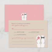 Mr & Mrs Summer Teenslippers Beach Wedding RSVP Ca Kaartje (Voorkant / Achterkant)
