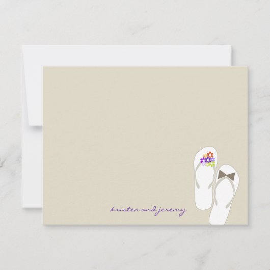 Mr & Mrs Teenslippers Beach bruiloft dank u kaart (Voorkant)