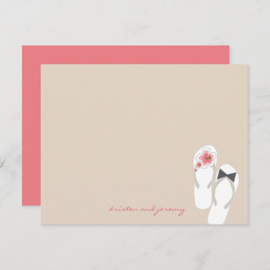Mr & Mrs Teenslippers Beach bruiloft dank u kaart (Voorkant / Achterkant)