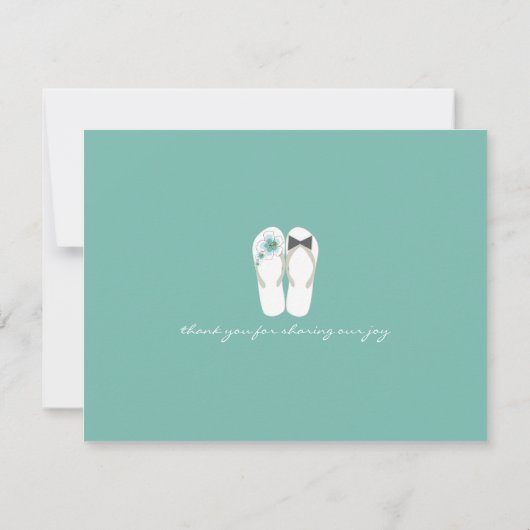 Mr & Mrs Teenslippers Beach bruiloft dank u kaart (Achterkant)