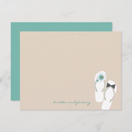 Mr & Mrs Teenslippers Beach bruiloft dank u kaart (Voorkant / Achterkant)