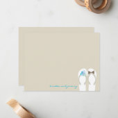 Mr & Mrs Teenslippers Beach bruiloft dank u kaart Notitiekaartje (Voorkant / Achterkant in situ)