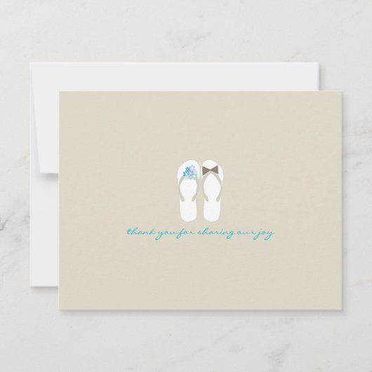 Mr & Mrs Teenslippers Beach bruiloft dank u kaart Notitiekaartje (Achterkant)