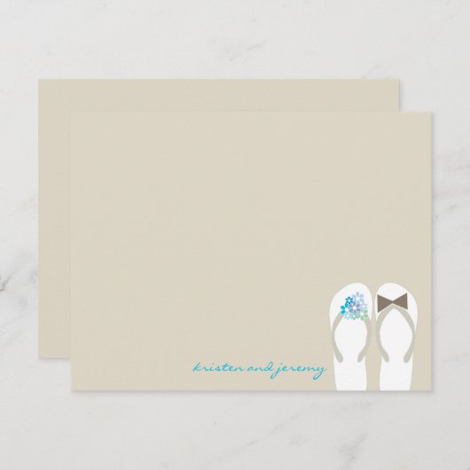 Mr & Mrs Teenslippers Beach bruiloft dank u kaart Notitiekaartje (Voorkant / Achterkant)