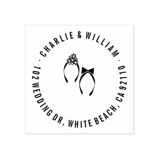 Mr & Mrs Teenslippers Beach Bruiloft Rubber Stamp Rubberstempel (Afrduk)