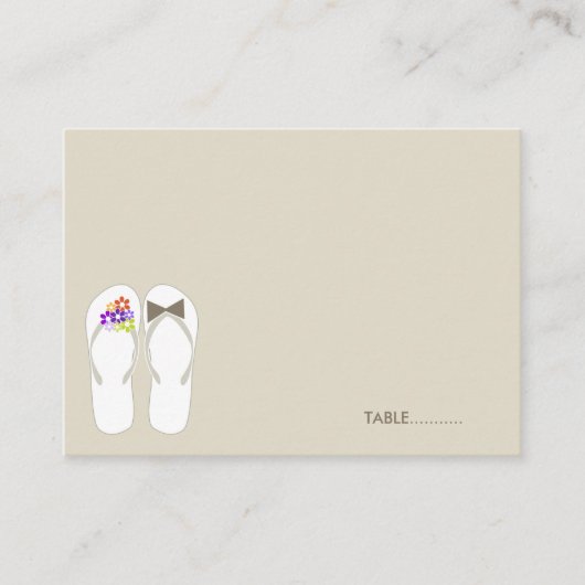 Mr & Mrs Teenslippers Beach Wedding Place Card Plaatskaartje (Voorkant)