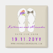 Mr & Mrs Teenslippers Beach Wedding Save the Date Magneet (Voorkant)