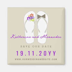Mr & Mrs Teenslippers Beach Wedding Save the Date Magneet