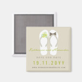 Mr & Mrs Teenslippers Beach Wedding Save the Date Magneet (Voorkant / Achterkant)