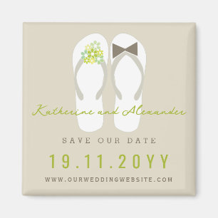 Mr & Mrs Teenslippers Beach Wedding Save the Date Magneet