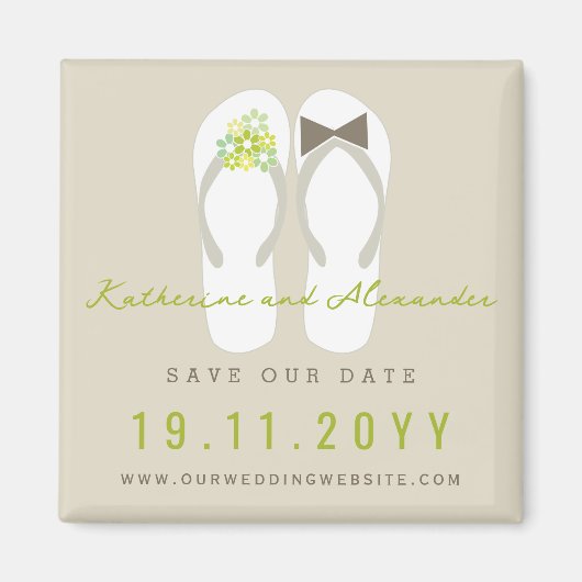 Mr & Mrs Teenslippers Beach Wedding Save the Date Magneet (Voorkant)