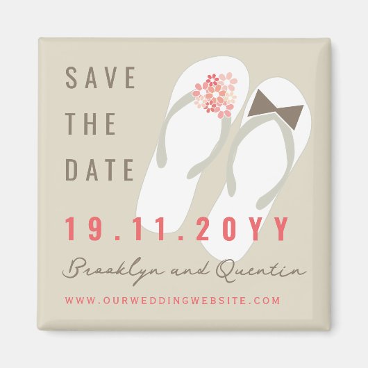 Mr & Mrs Teenslippers Beach Wedding Save the Date Magneet (Voorkant)