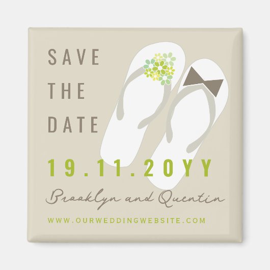 Mr & Mrs Teenslippers Beach Wedding Save the Date Magneet (Voorkant)
