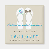 Mr & Mrs Teenslippers Beach Wedding Save the Date Magneet (Voorkant)