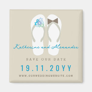 Mr & Mrs Teenslippers Beach Wedding Save the Date Magneet