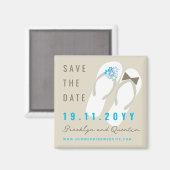 Mr & Mrs Teenslippers Beach Wedding Save the Date Magneet (Voorkant / Achterkant)