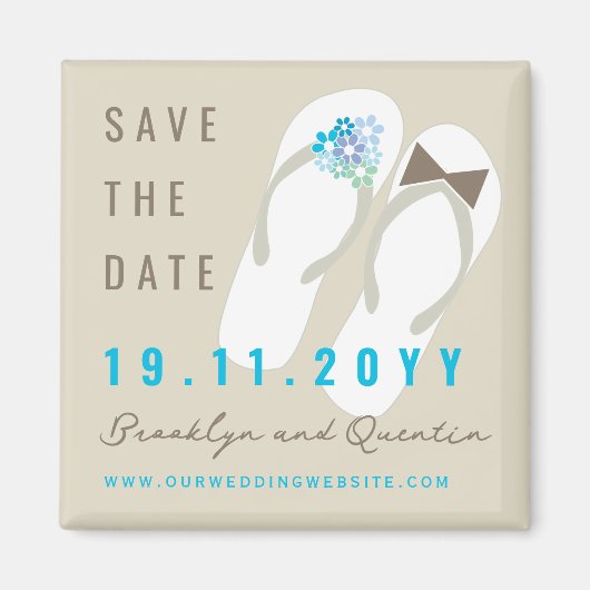 Mr & Mrs Teenslippers Beach Wedding Save the Date Magneet (Voorkant)