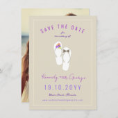Mr & Mrs Teenslippers Daisies Beach Wedding Photo Save The Date (Voorkant / Achterkant)