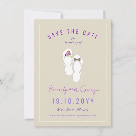 Mr & Mrs Teenslippers Daisies Beach Wedding Photo Save The Date (Voorkant)