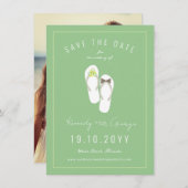 Mr & Mrs Teenslippers Daisies Beach Wedding Photo Save The Date (Voorkant / Achterkant)