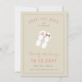 Mr & Mrs Teenslippers Daisies Beach Wedding Photo Save The Date (Voorkant)