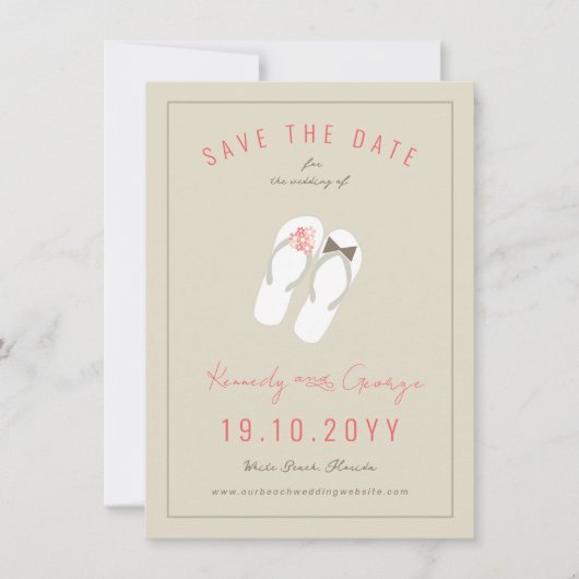 Mr & Mrs Teenslippers Daisies Beach Wedding Photo Save The Date (Voorkant)