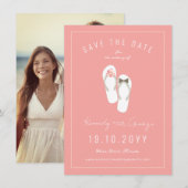 Mr & Mrs Teenslippers Daisies Beach Wedding Photo Save The Date (Voorkant / Achterkant)